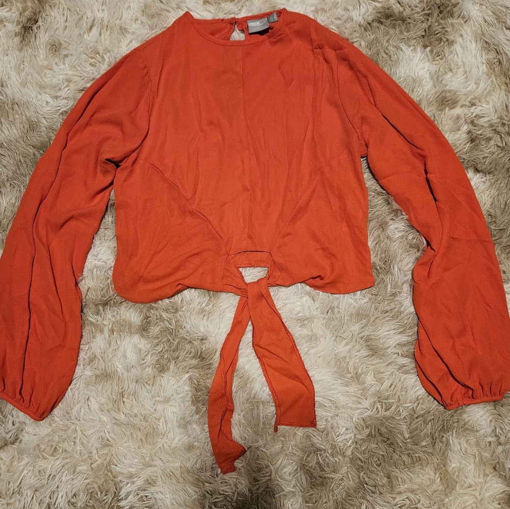 Asos Orange Cropped Longsleeves Blouse